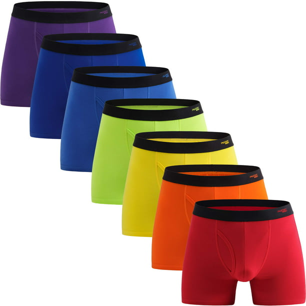 Innersy Mens Cotton Boxer Briefs 7 Pack Rainbow Colorful Stretchy Cotton Underwear for a Week 